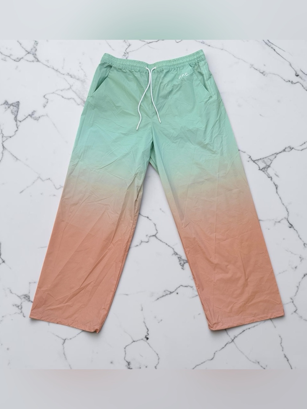 A.P.C. Ombre Mint - Peach Drawstring Joggers